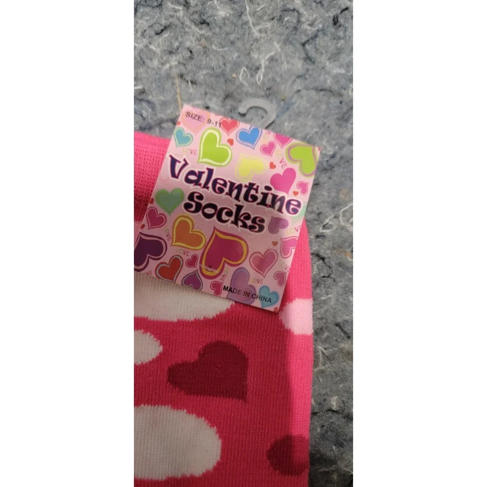 Valentine Socks Unisex Pink/Red Hearts and Cupit Set of‎ 2 Size 9-11